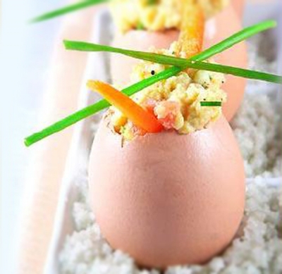 Plnené vajíčka s pažítkou